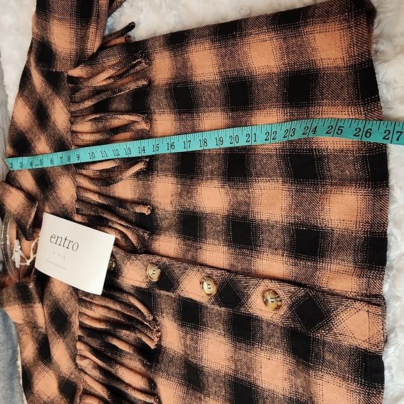 Entro Boho Fringed Plaid Shacket - Picture 8 of 9